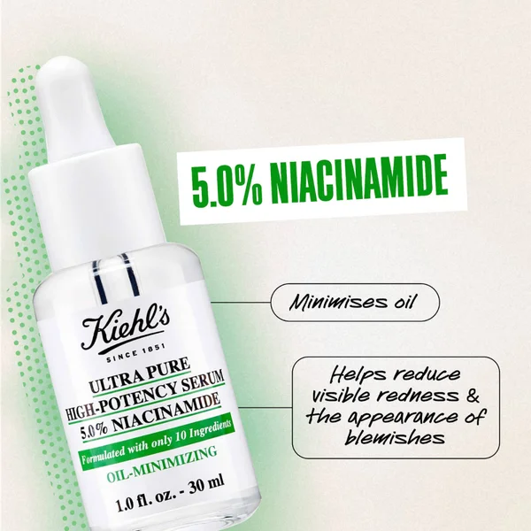 Kiehl's Ultra Pure 5.0% Niacinamide Oil-Minimising High-Potency Serum 30ml 4 Kiehl's Ultra Pure 5.0% Niacinamide Oil-Minimising High-Potency Serum 30ml - Image 2